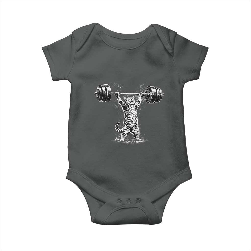 Funny Cat Gym Baby Onesie Weightlifting Workout