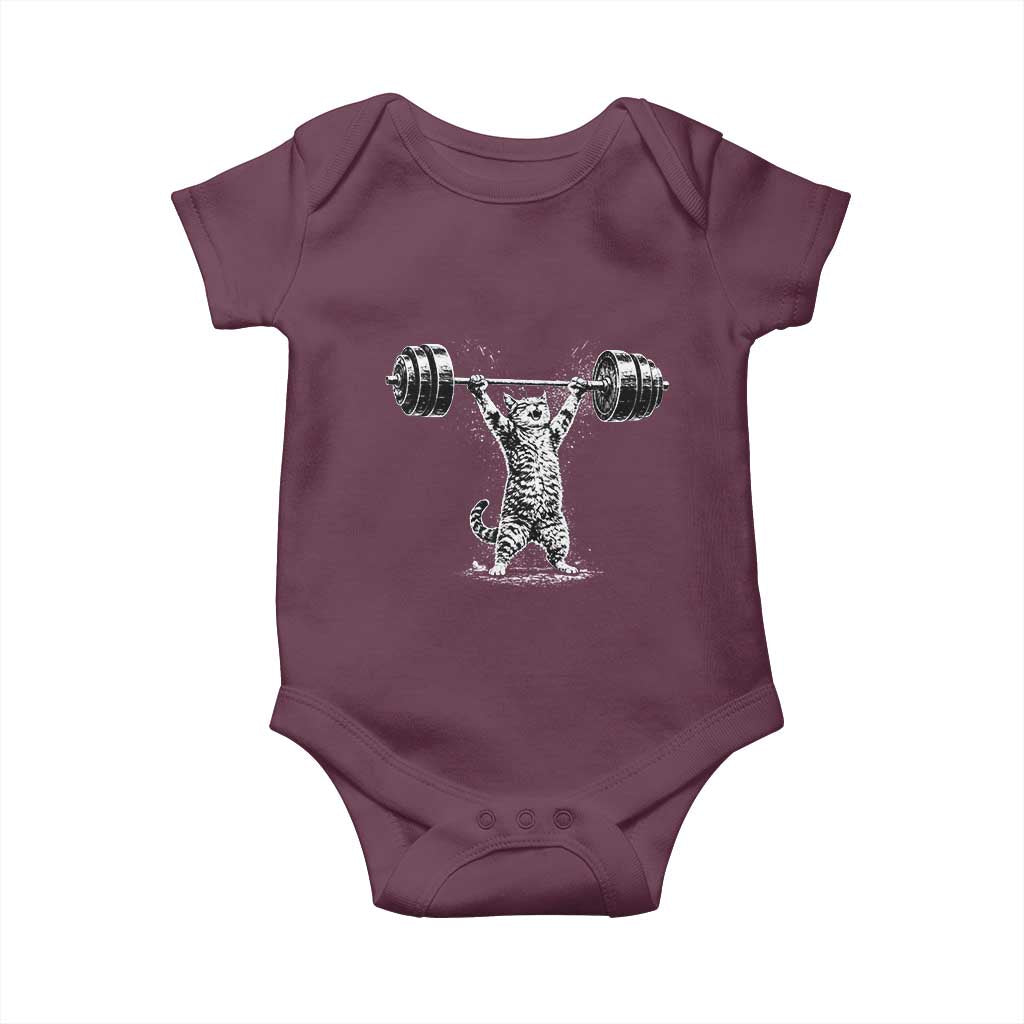 Funny Cat Gym Baby Onesie Weightlifting Workout