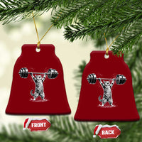 Funny Cat Gym Ceramic Ornament Weightlifting Workout