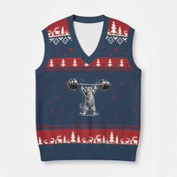 Funny Cat Gym V-Neck Knit Sweater Vest Weightlifting Workout