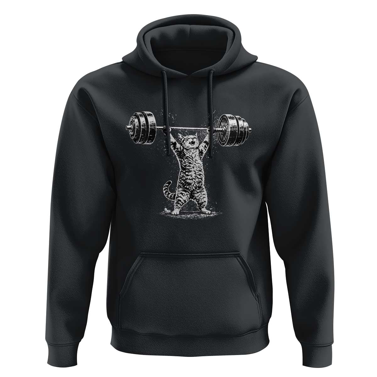 Funny Cat Gym Hoodie Weightlifting Workout