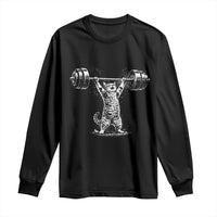 Funny Cat Gym Long Sleeve Shirt Weightlifting Workout