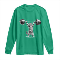 Funny Cat Gym Long Sleeve Shirt Weightlifting Workout