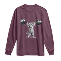Funny Cat Gym Long Sleeve Shirt Weightlifting Workout