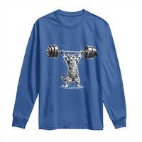 Funny Cat Gym Long Sleeve Shirt Weightlifting Workout