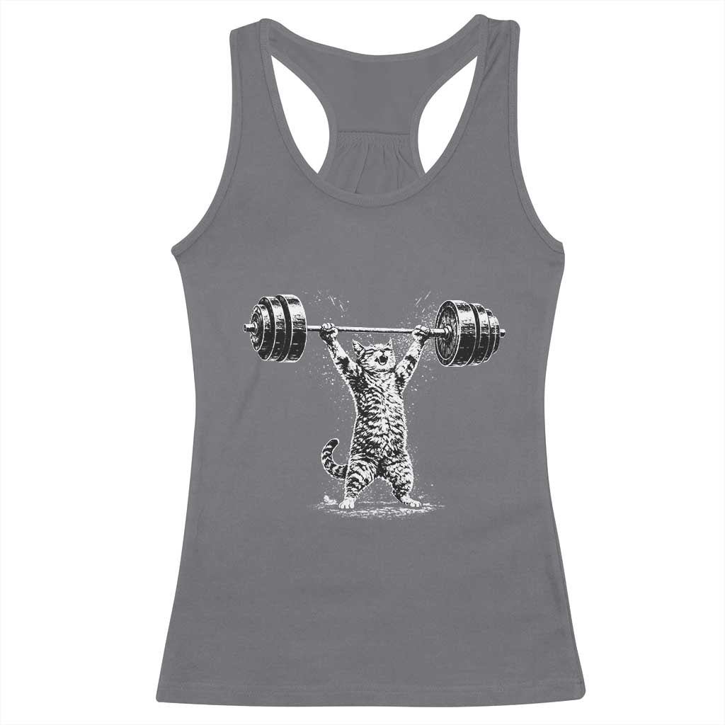 Funny Cat Gym Racerback Tank Top Weightlifting Workout