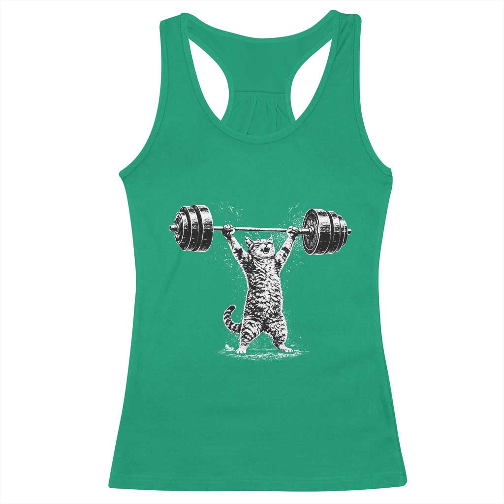 Funny Cat Gym Racerback Tank Top Weightlifting Workout