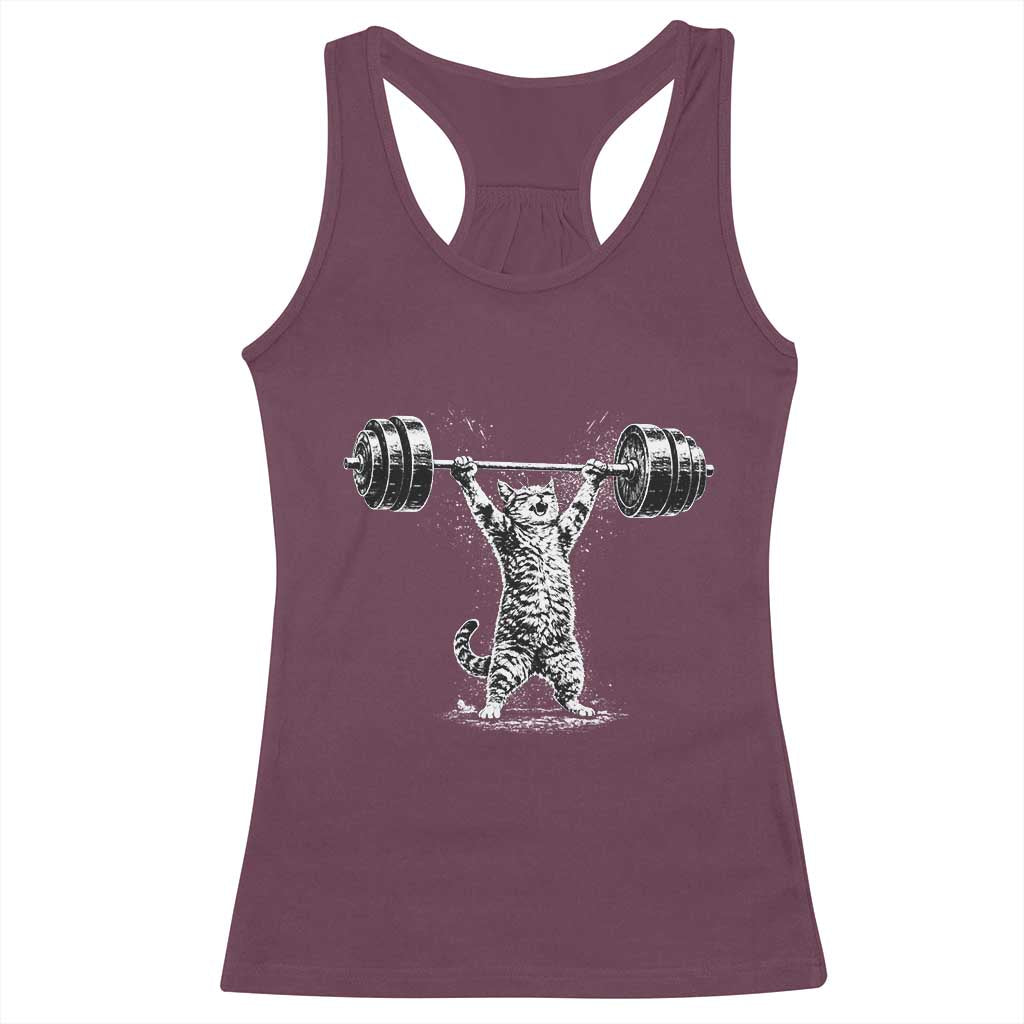 Funny Cat Gym Racerback Tank Top Weightlifting Workout
