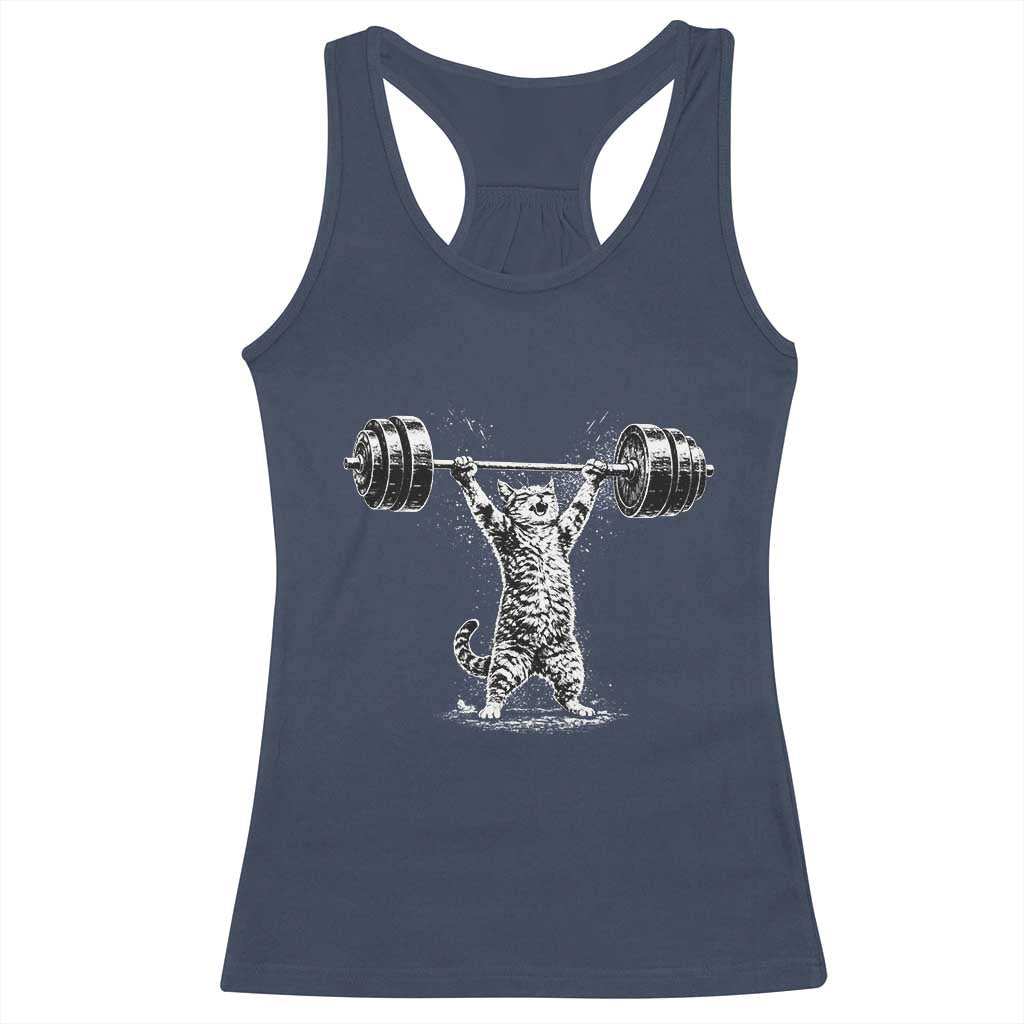 Funny Cat Gym Racerback Tank Top Weightlifting Workout