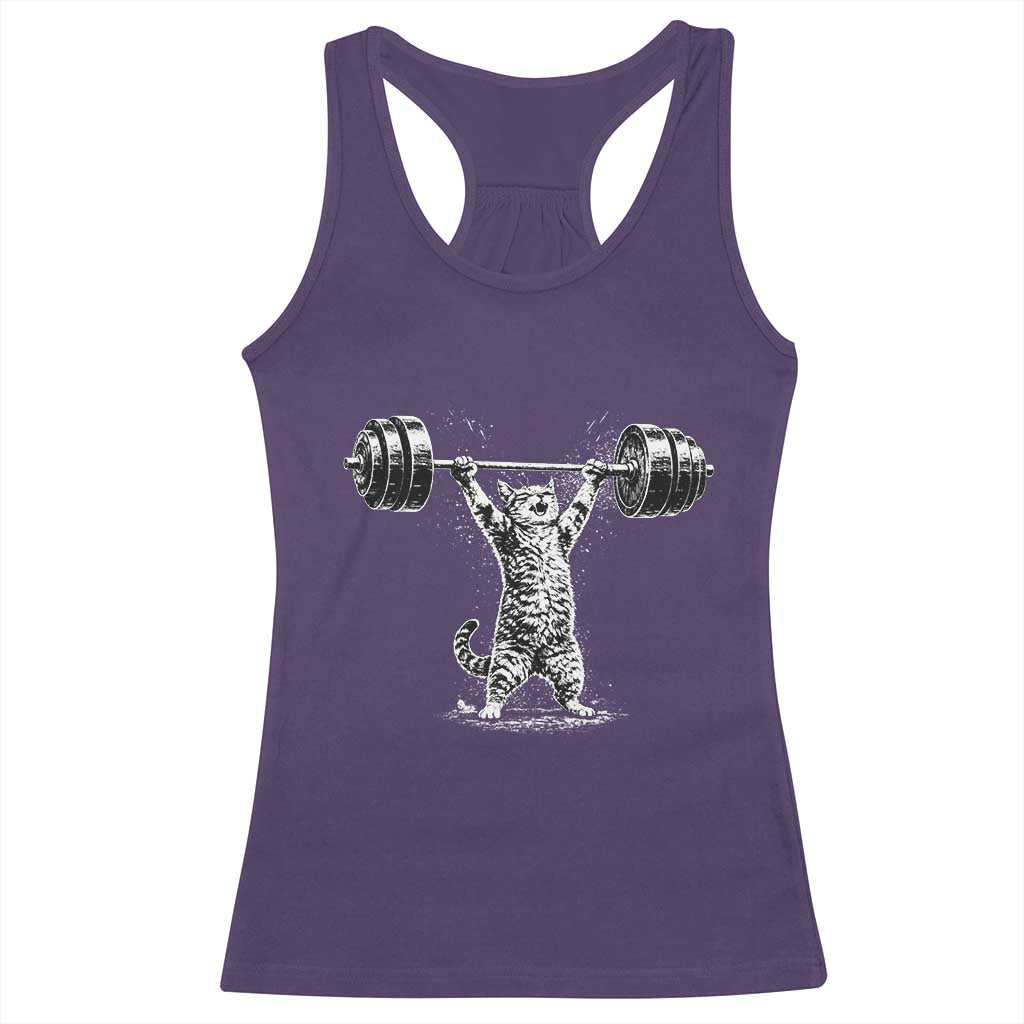 Funny Cat Gym Racerback Tank Top Weightlifting Workout
