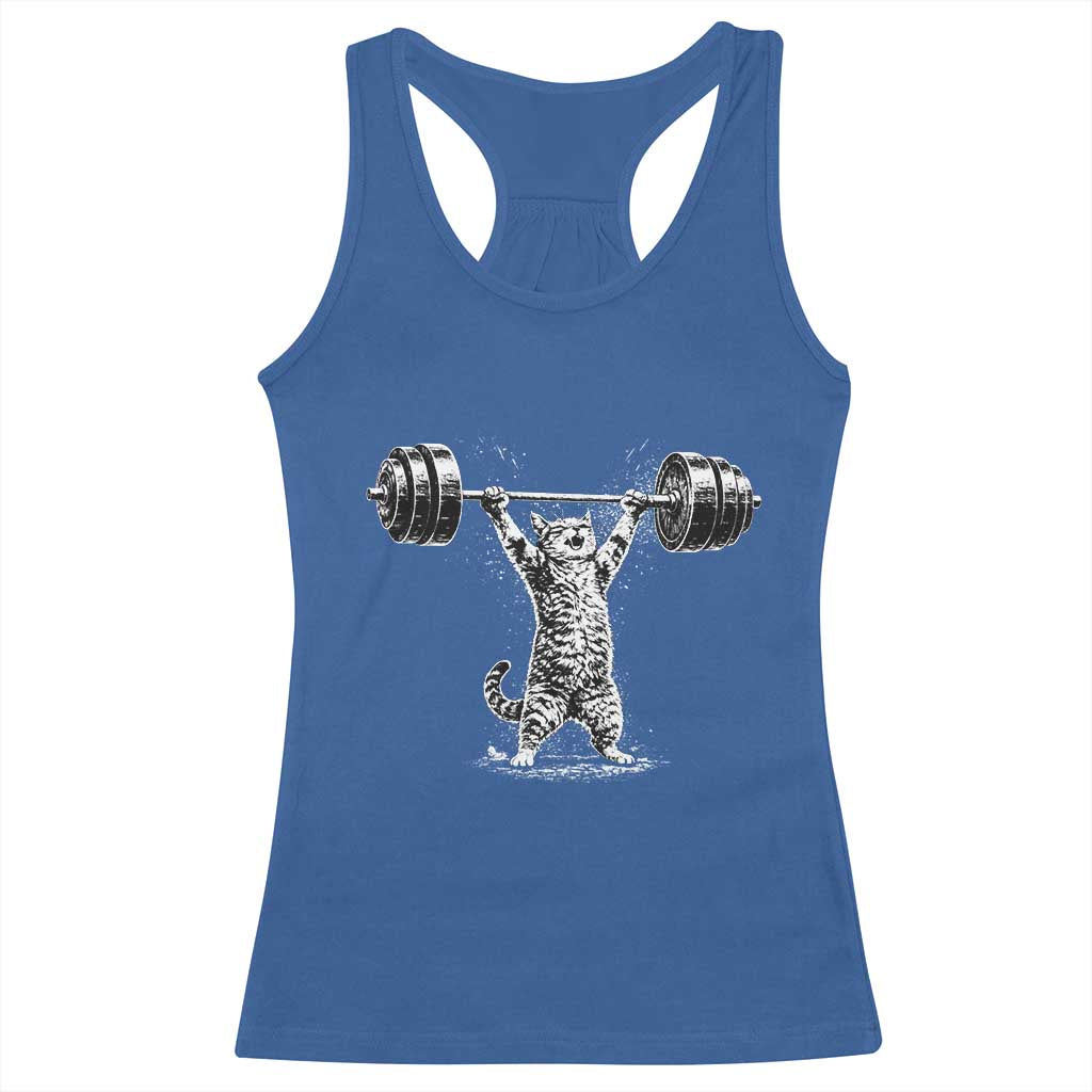 Funny Cat Gym Racerback Tank Top Weightlifting Workout