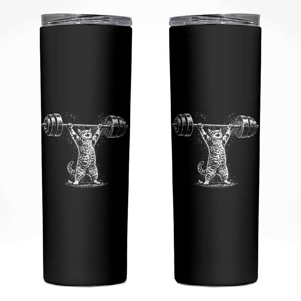 Funny Cat Gym Skinny Tumbler Weightlifting Workout