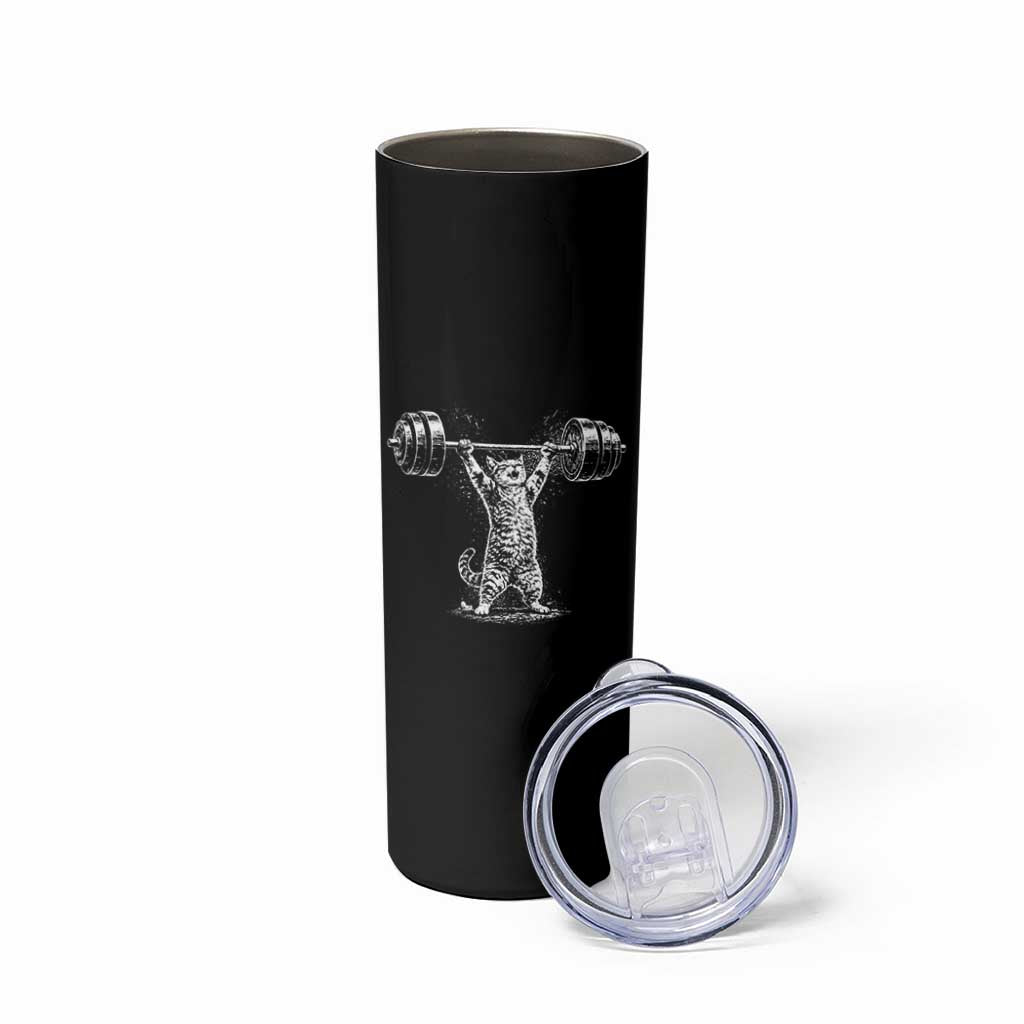 Funny Cat Gym Skinny Tumbler Weightlifting Workout