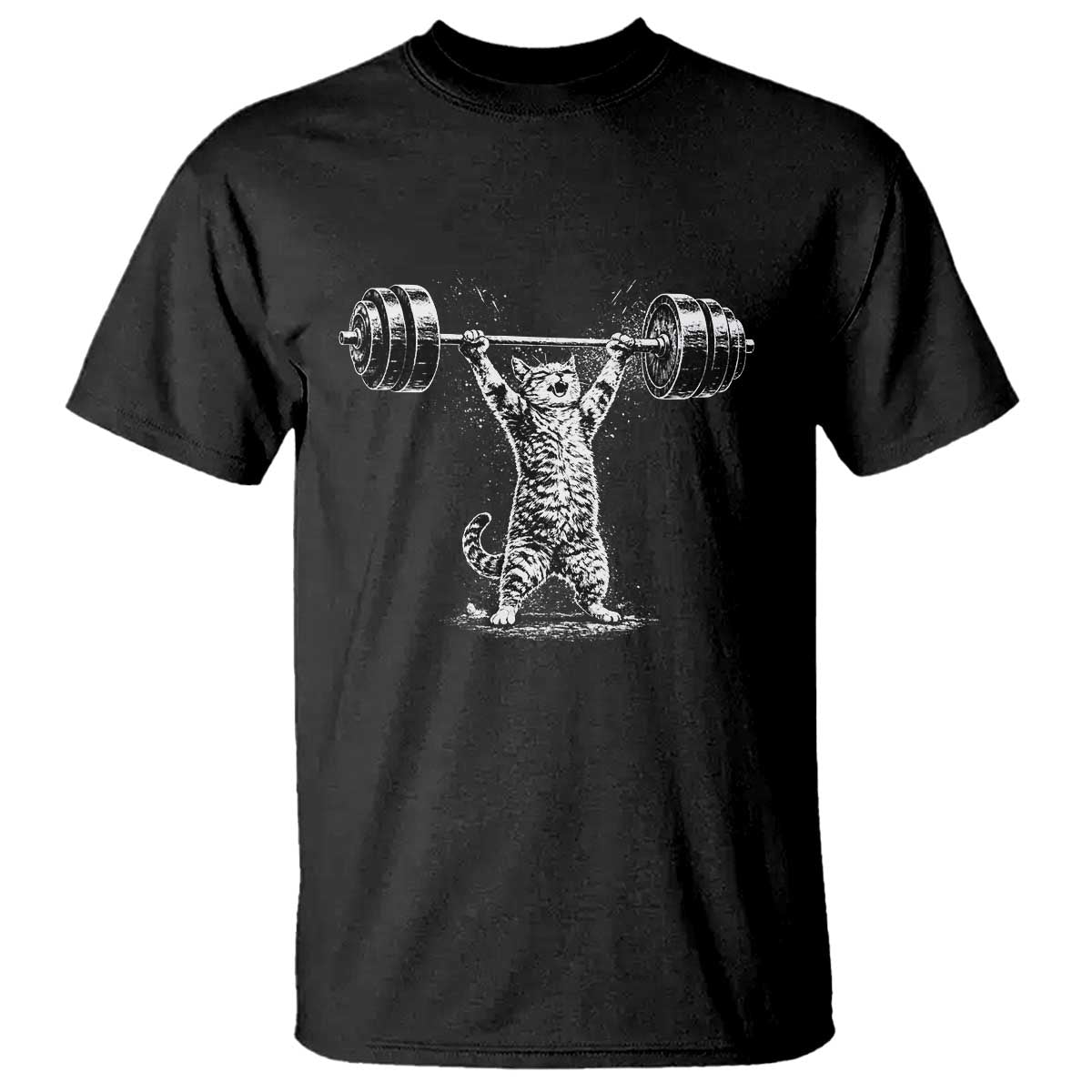 Funny Cat Gym T Shirt Weightlifting Workout