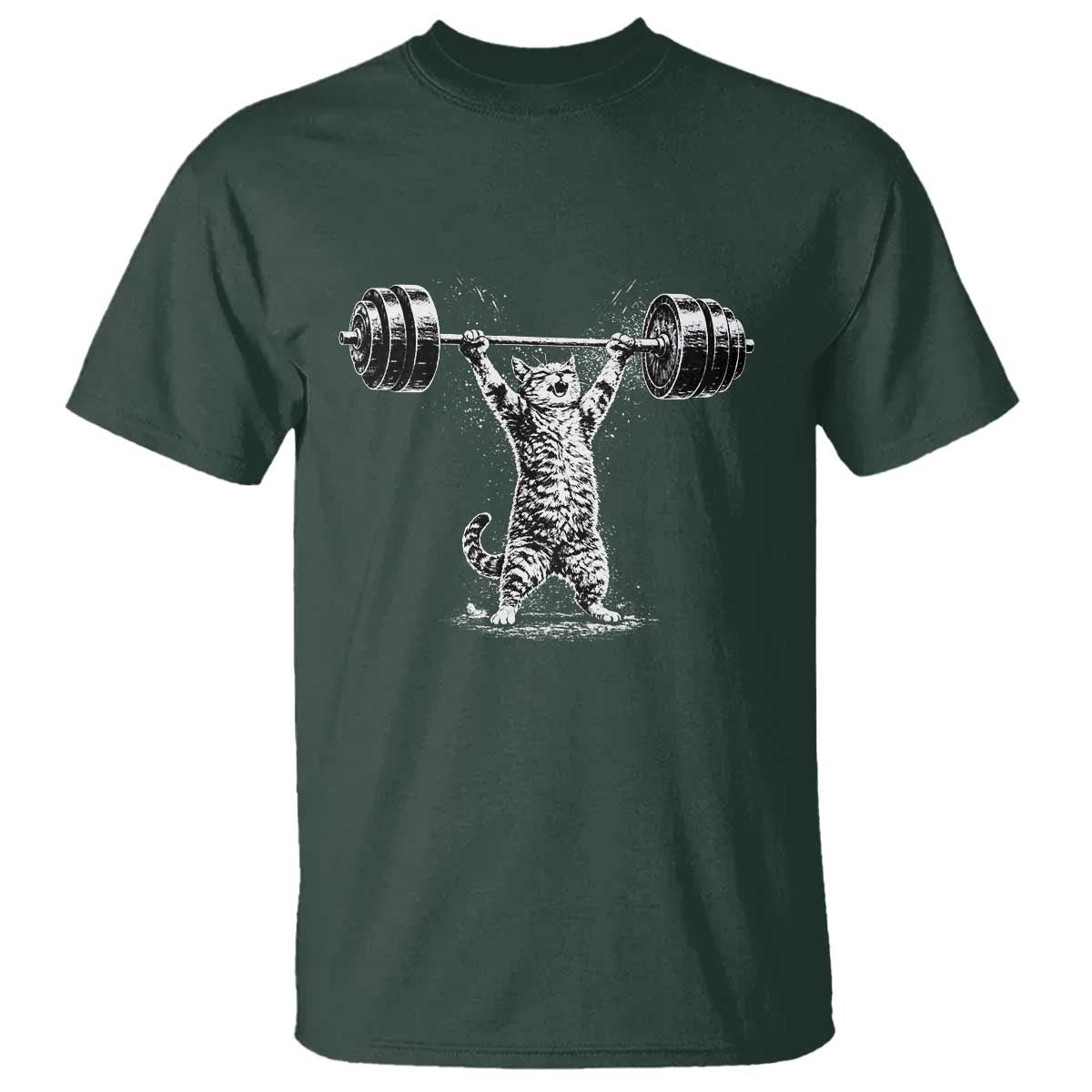 Funny Cat Gym T Shirt Weightlifting Workout