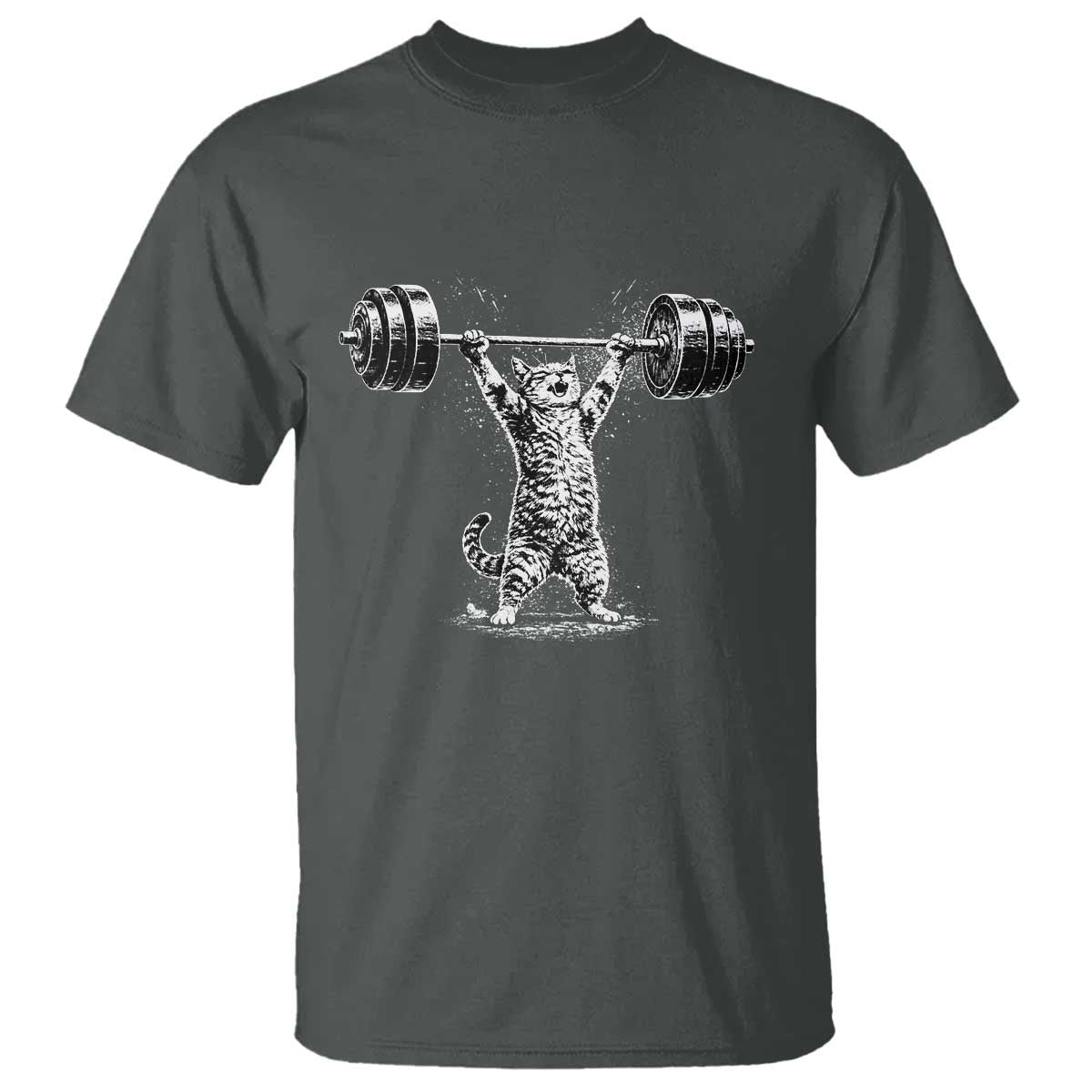 Funny Cat Gym T Shirt Weightlifting Workout