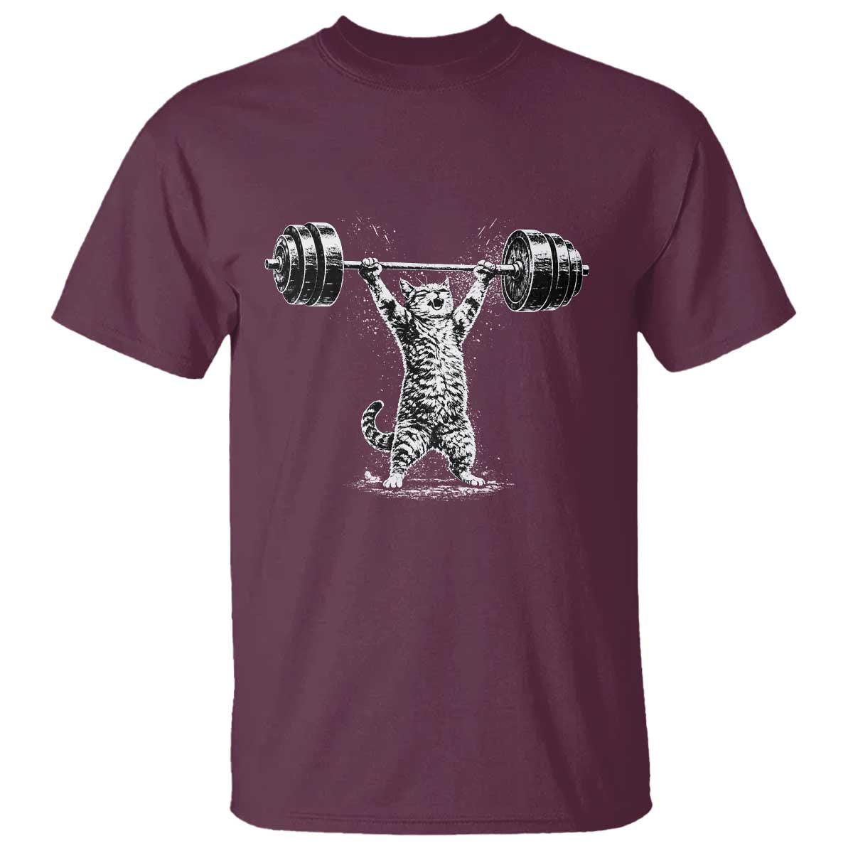 Funny Cat Gym T Shirt Weightlifting Workout