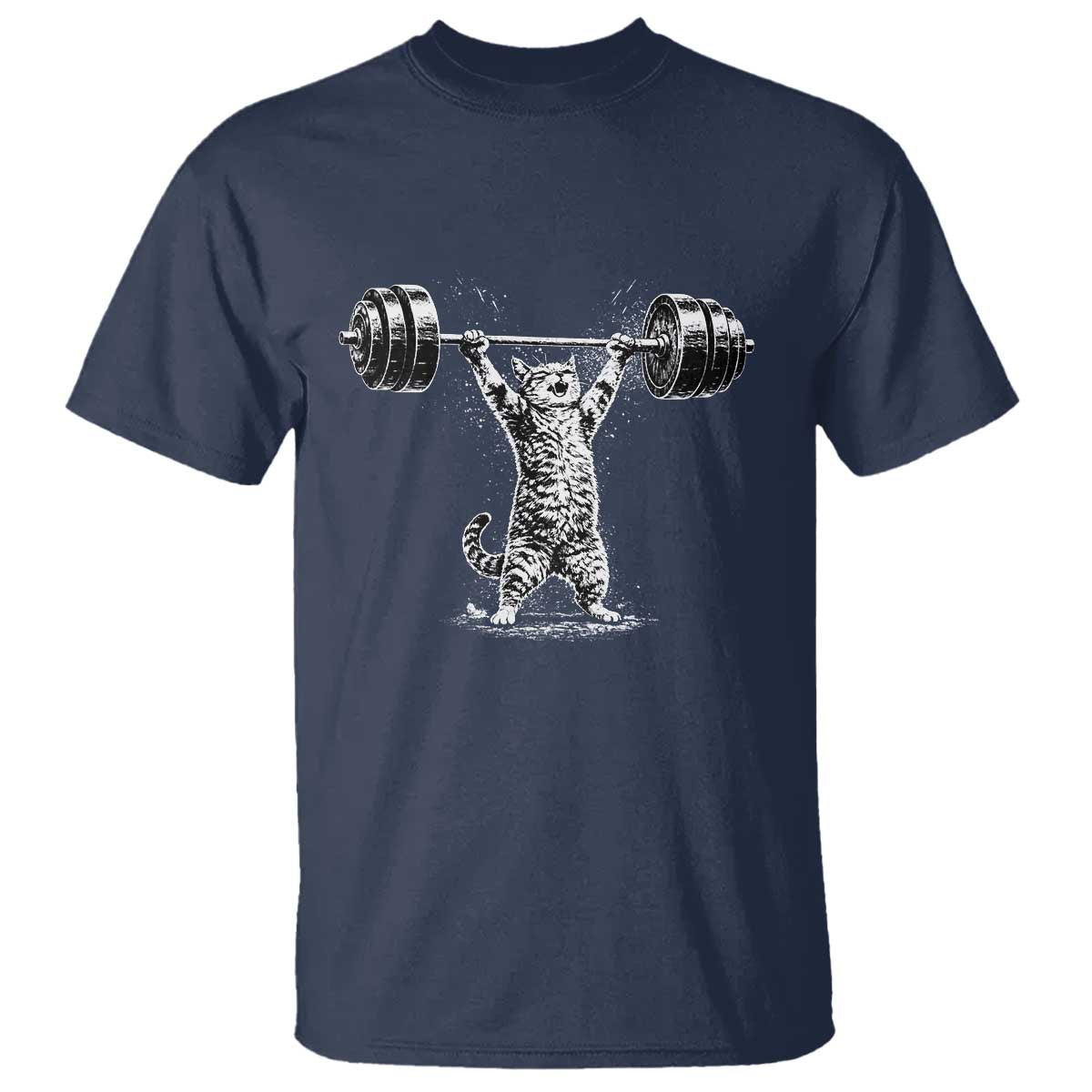 Funny Cat Gym T Shirt Weightlifting Workout