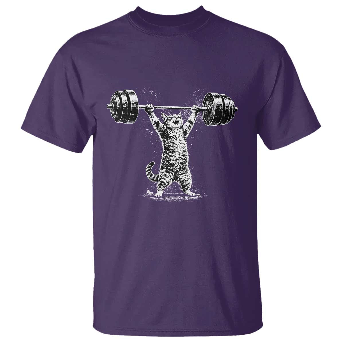 Funny Cat Gym T Shirt Weightlifting Workout