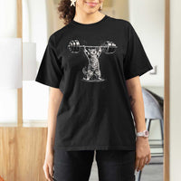 Funny Cat Gym T Shirt For Women Weightlifting Workout