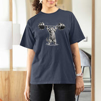 Funny Cat Gym T Shirt For Women Weightlifting Workout