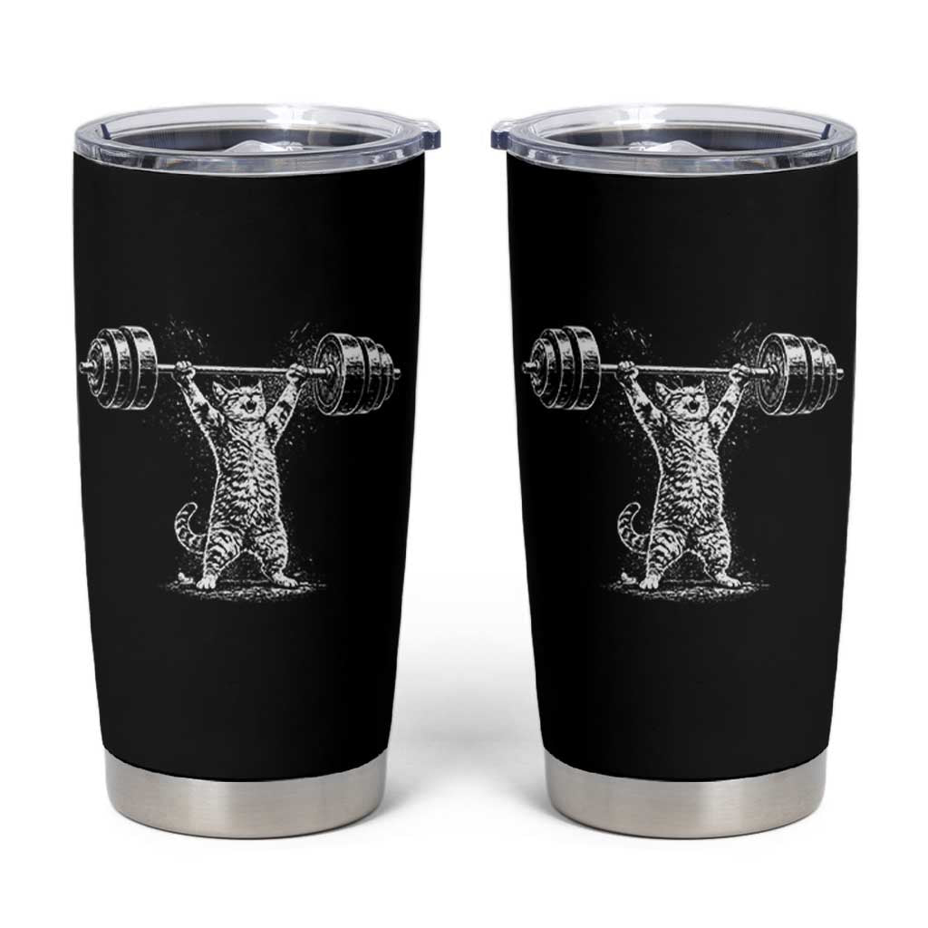 Funny Cat Gym Tumbler Cup Weightlifting Workout