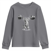Funny Cat Gym Youth Sweatshirt Weightlifting Workout