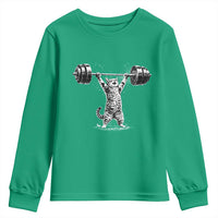 Funny Cat Gym Youth Sweatshirt Weightlifting Workout