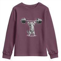 Funny Cat Gym Youth Sweatshirt Weightlifting Workout