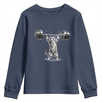 Funny Cat Gym Youth Sweatshirt Weightlifting Workout