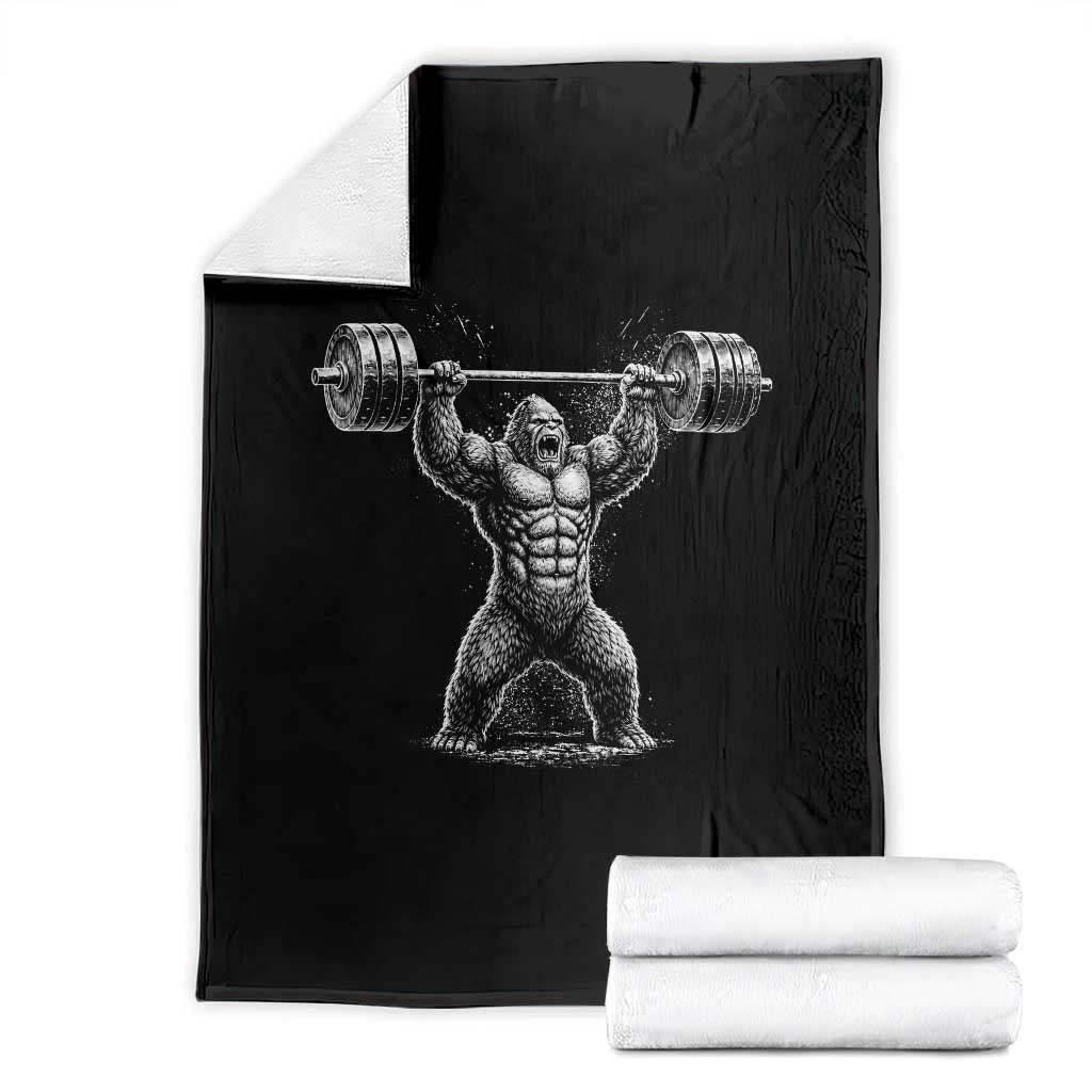 Funny Gym Bigfoot Throw Blanket Weightlifting Workout