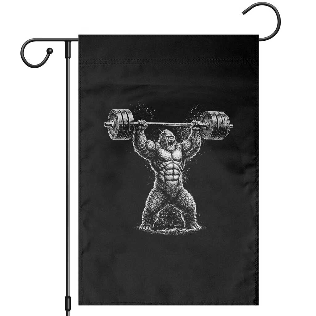Funny Gym Bigfoot Garden Flag Weightlifting Workout