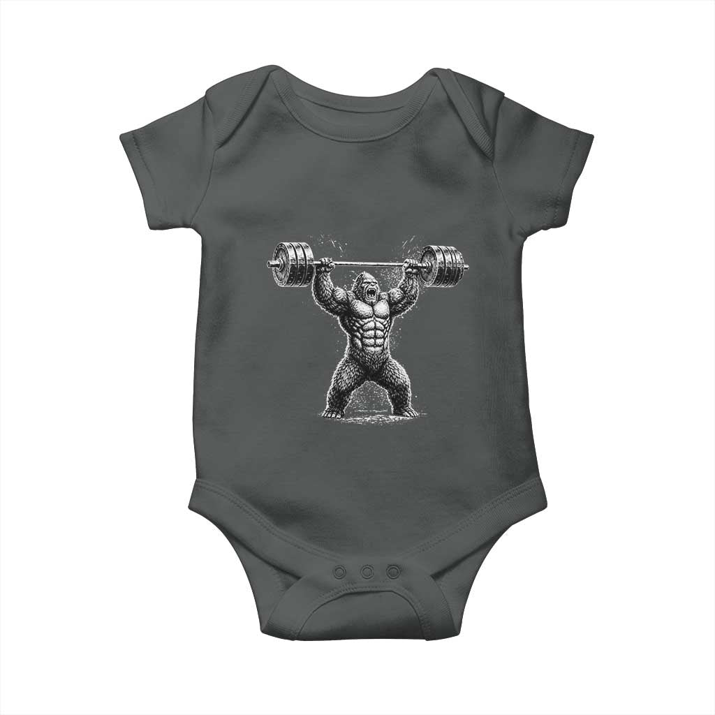 Funny Gym Bigfoot Baby Onesie Weightlifting Workout