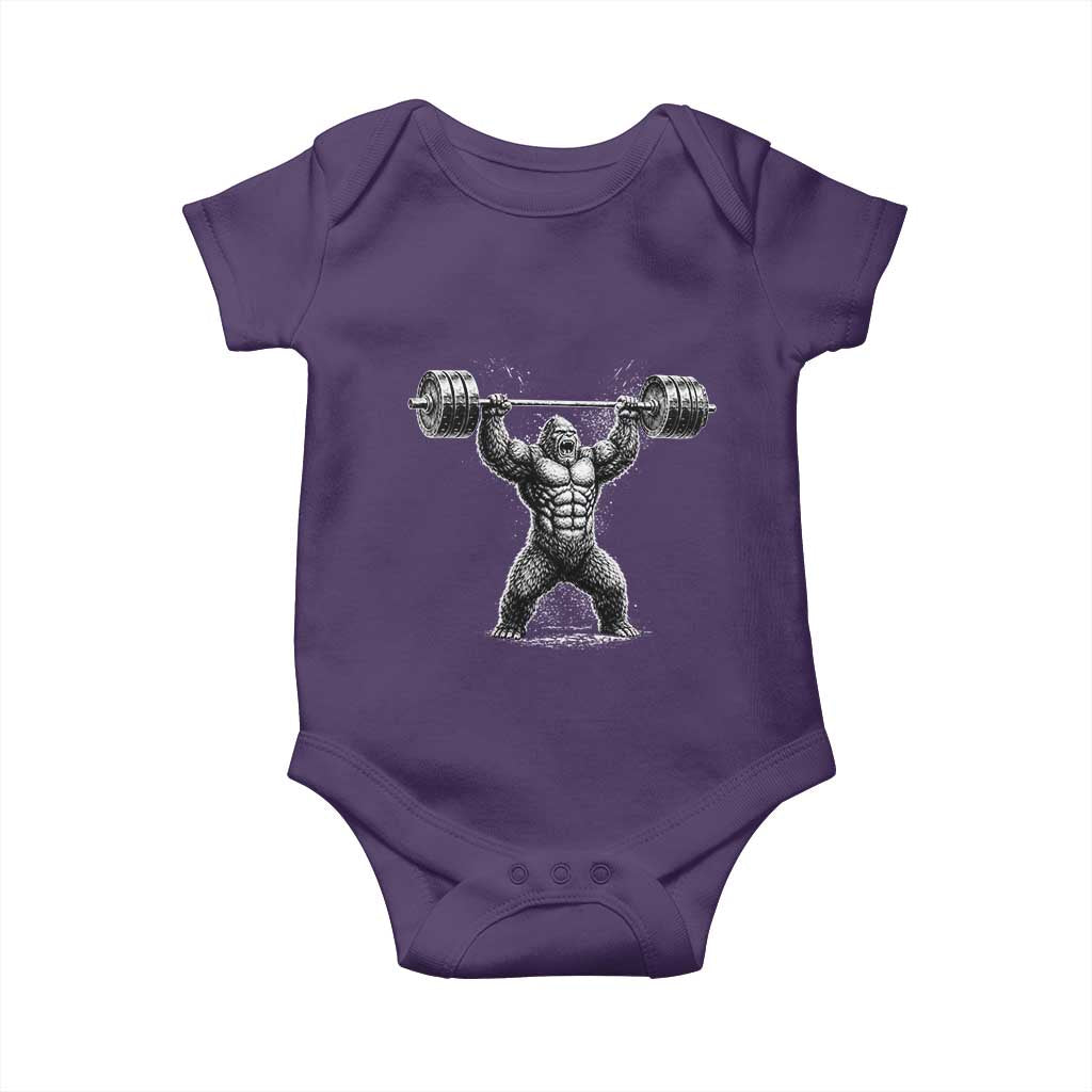 Funny Gym Bigfoot Baby Onesie Weightlifting Workout