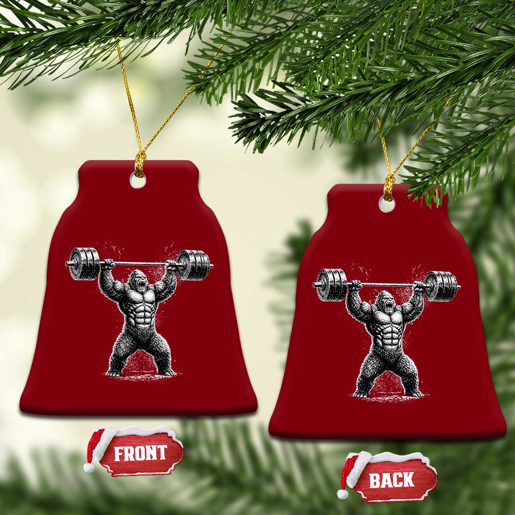 Funny Gym Bigfoot Ceramic Ornament Weightlifting Workout