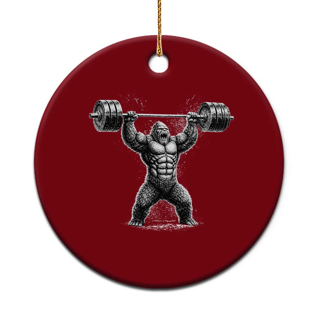 Funny Gym Bigfoot Ceramic Ornament Weightlifting Workout
