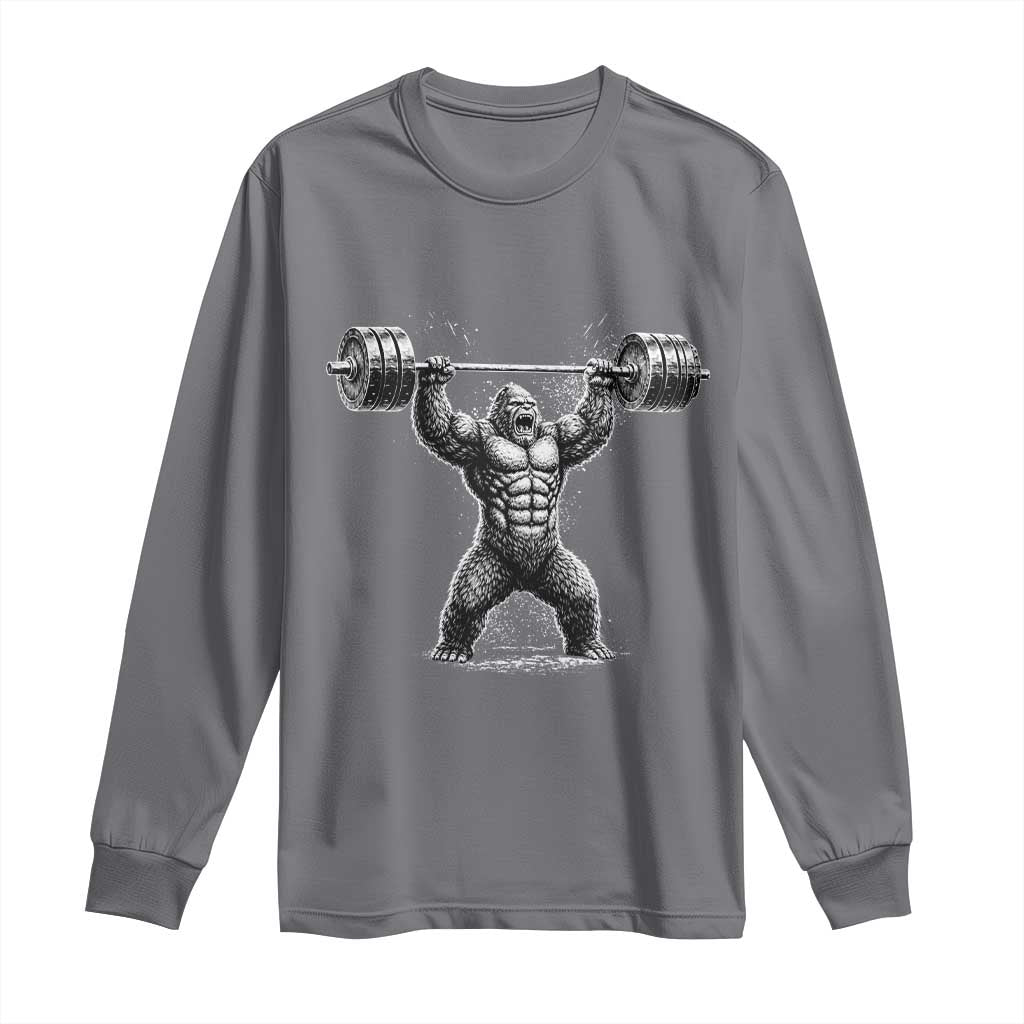 Funny Gym Bigfoot Long Sleeve Shirt Weightlifting Workout