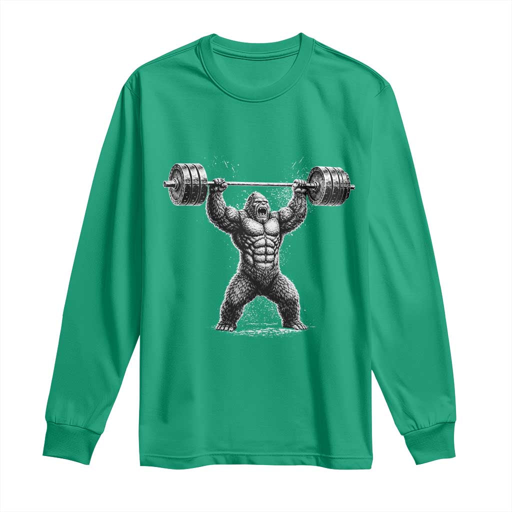 Funny Gym Bigfoot Long Sleeve Shirt Weightlifting Workout