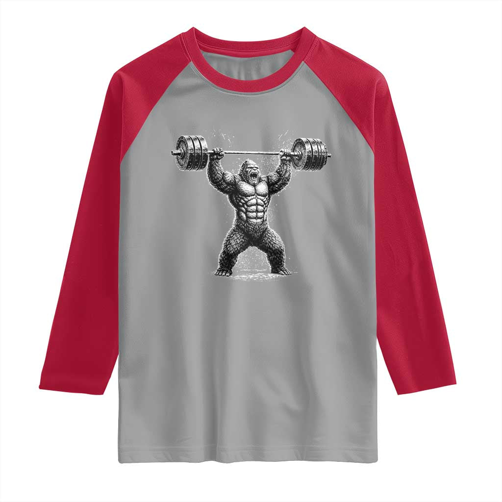 Funny Gym Bigfoot Raglan Shirt Weightlifting Workout