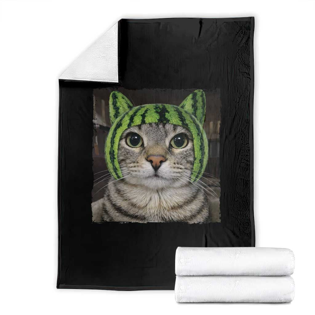Watermelon Cat Silly Cat Meme Throw Blanket