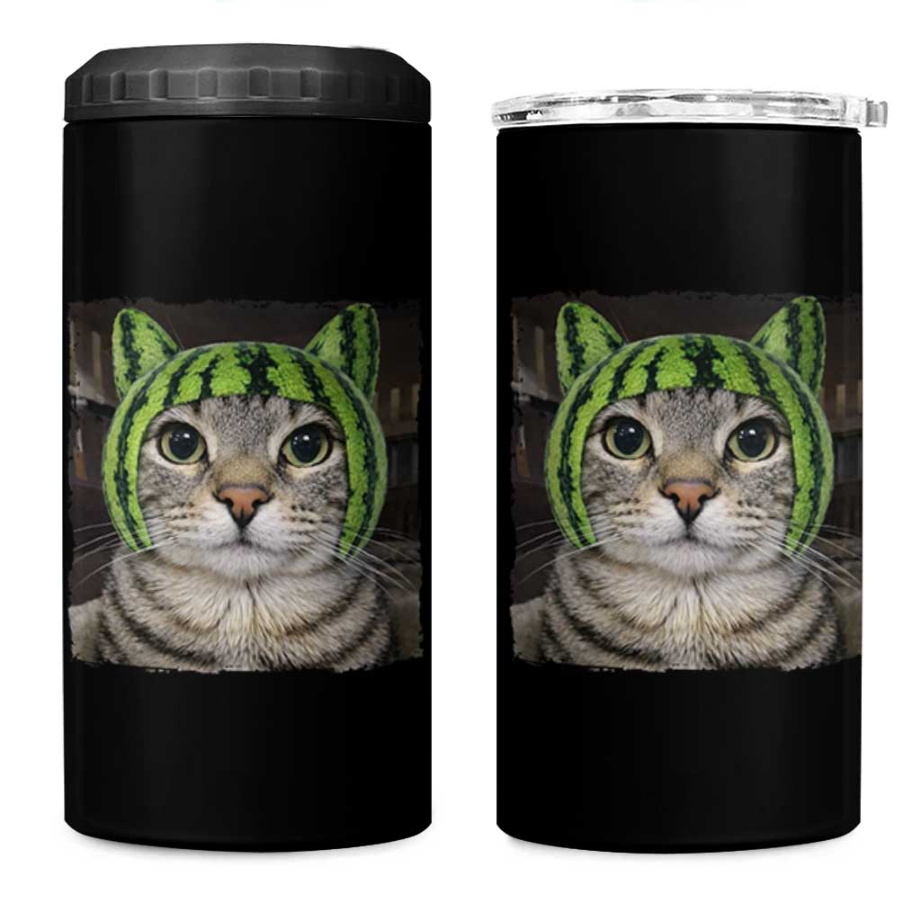 Watermelon Cat Silly Cat Meme 4 in 1 Can Cooler Tumbler