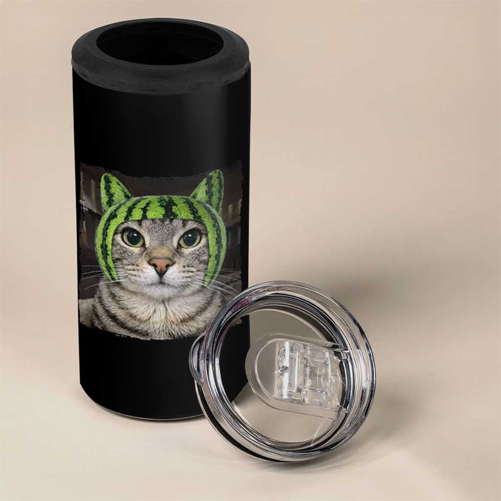 Watermelon Cat Silly Cat Meme 4 in 1 Can Cooler Tumbler