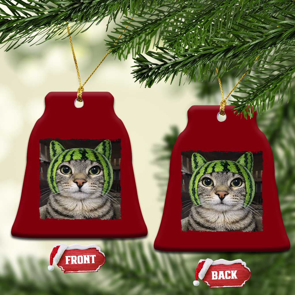 Watermelon Cat Silly Cat Meme Ceramic Ornament