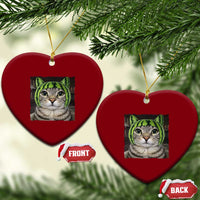 Watermelon Cat Silly Cat Meme Ceramic Ornament