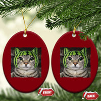 Watermelon Cat Silly Cat Meme Ceramic Ornament
