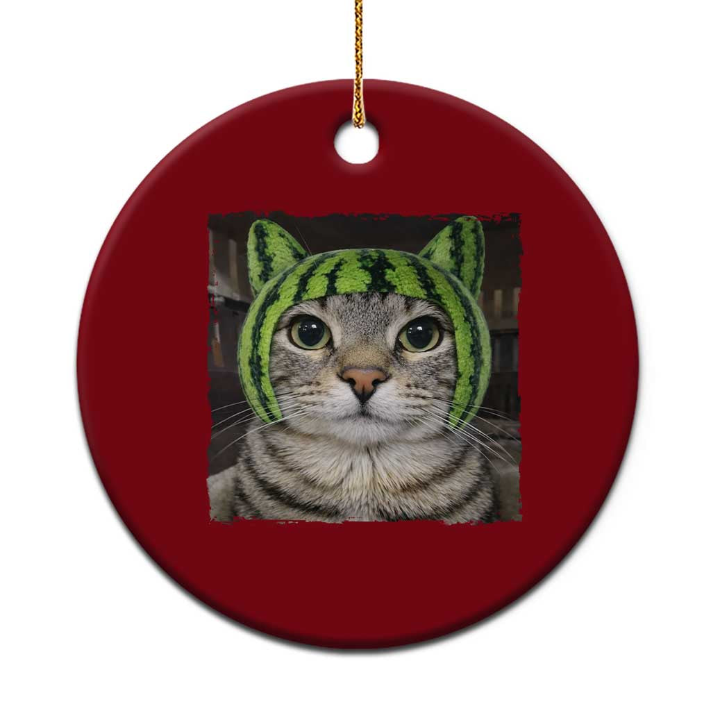 Watermelon Cat Silly Cat Meme Ceramic Ornament
