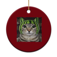 Watermelon Cat Silly Cat Meme Ceramic Ornament