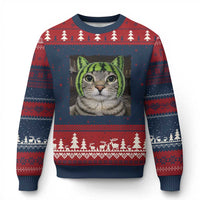 Watermelon Cat Silly Cat Meme Ugly Christmas Sweater
