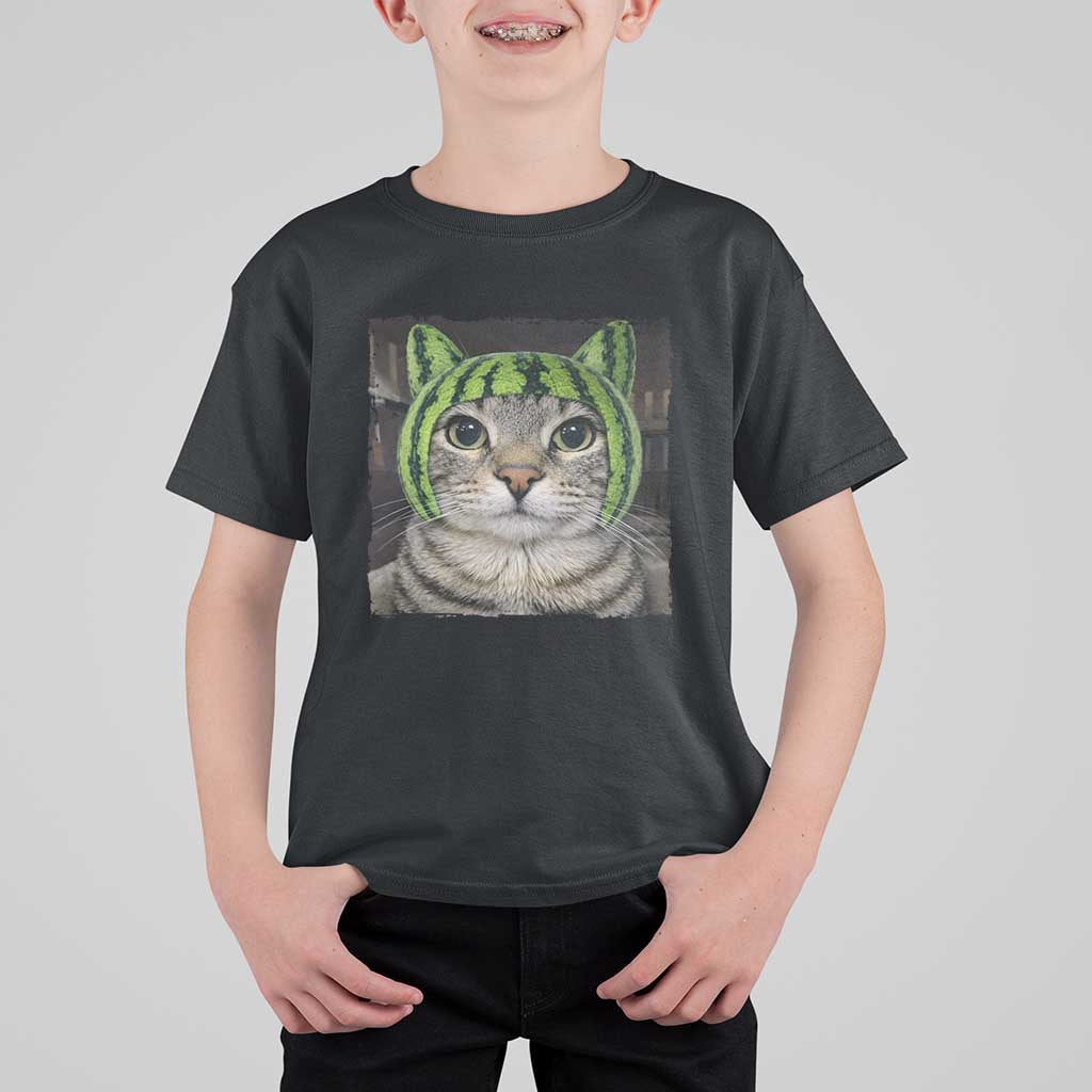 Watermelon Cat Silly Cat Meme T Shirt For Kid
