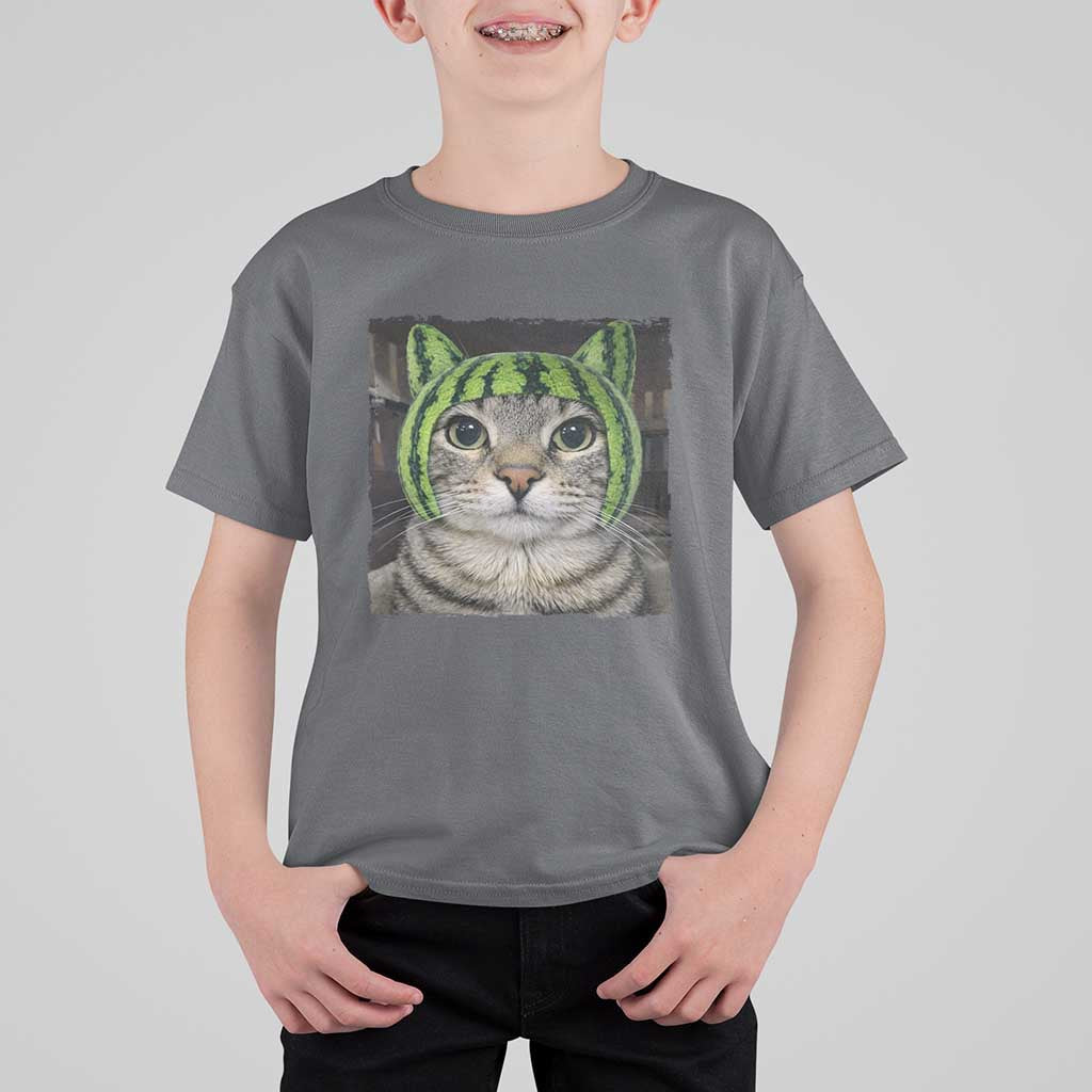 Watermelon Cat Silly Cat Meme T Shirt For Kid